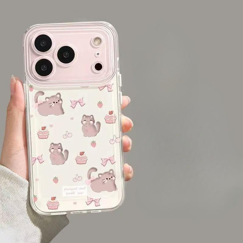Cute Pink Dog & Cat Clear Phone Case, Kawaii Aesthetic Transparent Cover for iPhone iPhone 17