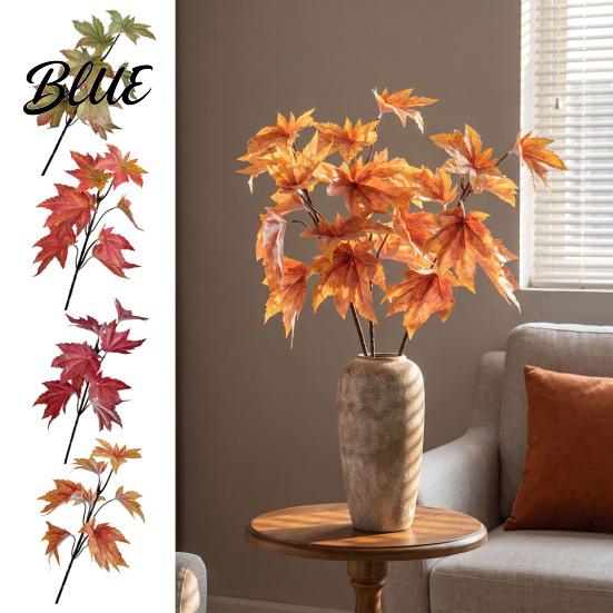 Wedding Scenery Autumn Decorations Artificial Maple Leaf Branch 3D Printed Fake Fall Foliage Theme Party Supplies Bendable Stem for Home Floral,