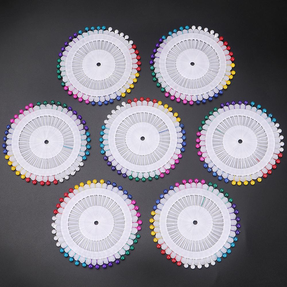 1set colored round sewing head positioning pins, bead head gauge pins, DIY hand sewing bead needle accessories, sewing pins