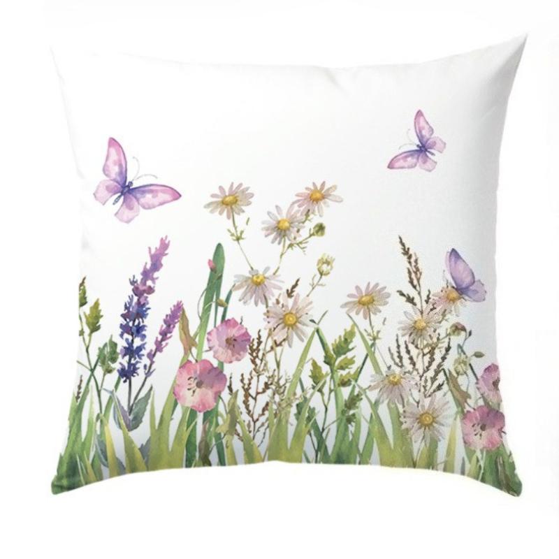 Spring Single Sided Printed Throw Pillow Covers Watercolor Daisy Text Home Living Room Bedroom Outdoor Decor Floral Cushion Case