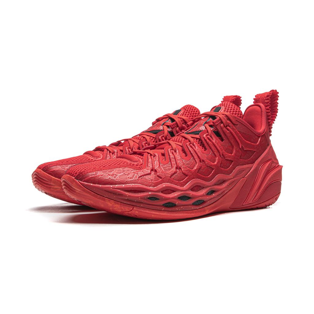 Li Ning Buckets Dämpfung Rutschfest Atmungsaktiv Niedrig geschnittene Basketballschuhe Herren Rot ABAV051-7