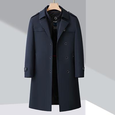 Herren High-End Windjacke Neue Winter Anzugkragen Lang Verdickt Warm Mittelalterlicher Papas Business Oberteil