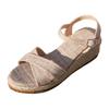 Buckle Strap Wedge Heel Sandal For Women Summer Woven Thick Bottom Gladiator Sandalias Mujer Non-Slip Platform Sandles Size 43