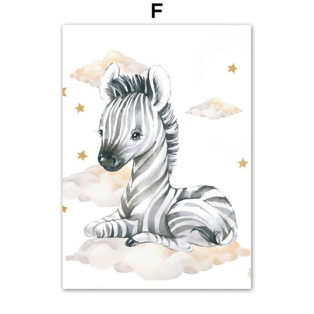 

Ребенок Зебра Слон Жираф Лев Облака Радуга Бохо Плакаты и принты Wall Art Холст Картины Настенные картины Декор детской комнаты Без рамки 30*40cm