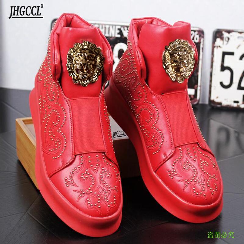 Fashion Luxury Designer Fashion Rivets Trend Men's Shoes FI At Casual Shoes Platform Ankle Boot Sneakers  Zapatos Hombre A26