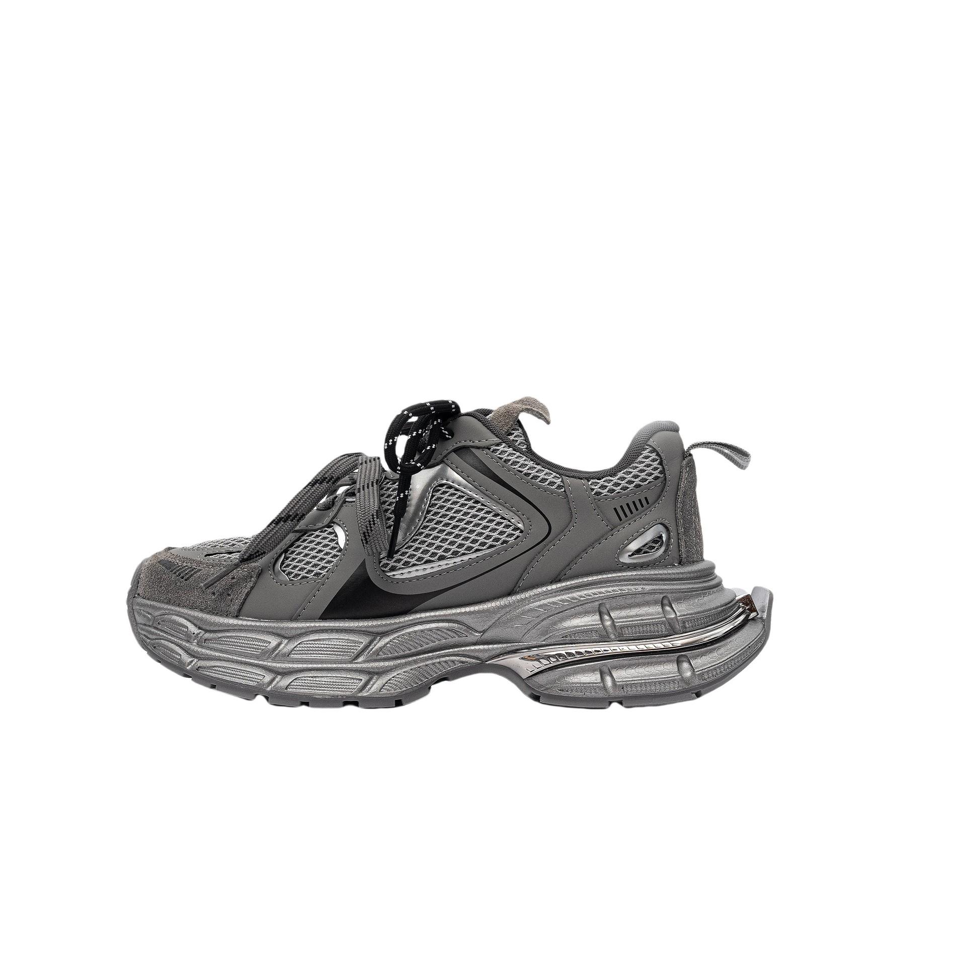 

Парижские кроссовки на толстой подошве, увеличивающие рост, женские, новые осенние 2024, ретро, со шнурками, сетчатые, дышащие, повседневные 40 серебряный