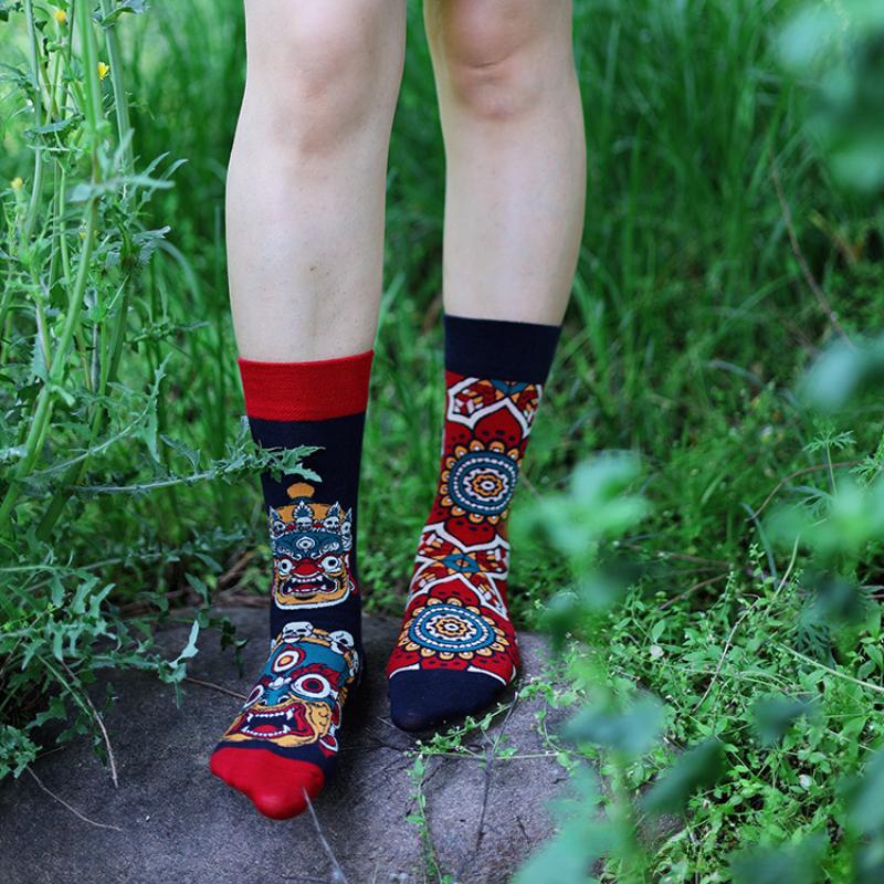 Original Design AB Mandarin Duck Asymmetric Socks Ins Street Cartoon Creative Animal and Plant Fruit Fashion Sports Cotton Socks