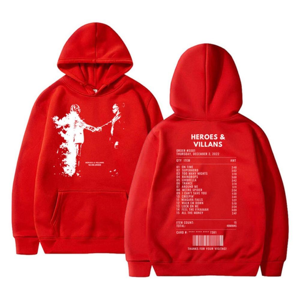 Rapper Metro Boomin Heroes Villains Double Sided Print Hoodie Men Hip Hop Oversized Sweatshirt Men's Fashion Trend Streetwear