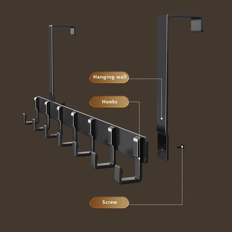 Ganci Sopra la Porta 6 Ganci Casa Bagno Organizzatore Scaffale Vestiti Cappotto Cappello Asciugamano Appendiabiti Accessori Bagno Cucina Porta Appendi
