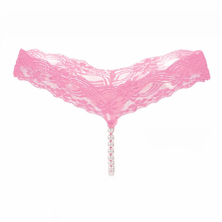 Sexy Underwear Women Erotic Sexy Lace T-Pants Pearl Massage Panties Ladies Transparent Seamless Sexy Thongs Crotchless Panties