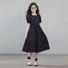 Summer Princess White Black Dress Boat Neckline Short Sleeve Backless Kids Children Teens 5-12 Years