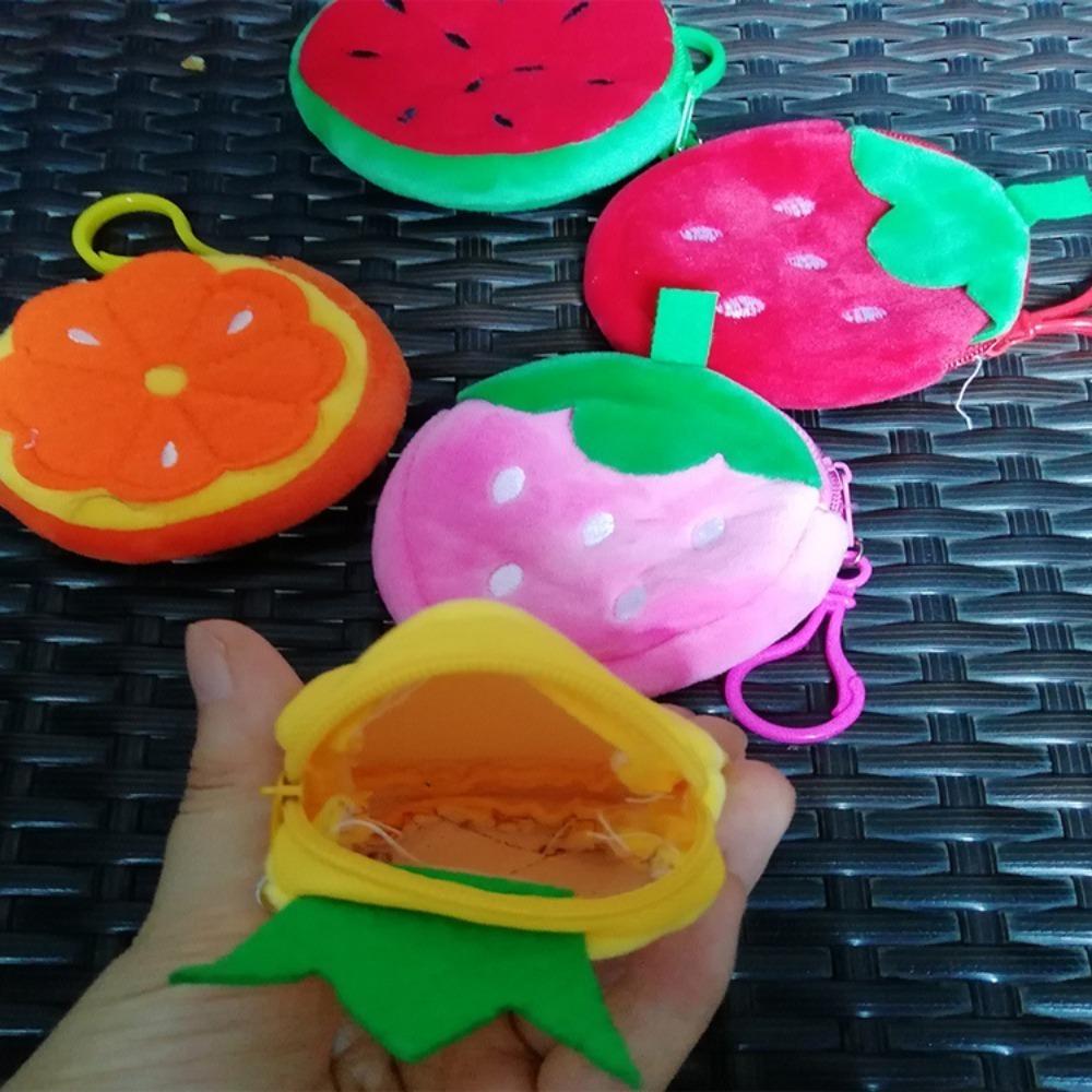 With Hook Fruit Coin Bag Watermelon Pluhs Coin Purse Plush Plush Wallet Pouch  For Kids