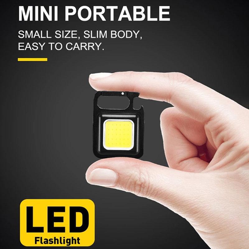 Mini LED Working Light Portable Pocket Flashlight USB Rechargeable Key Light Lantern Camping Outside Hiking COB Lantern