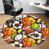 1PC Sports Balls Office Round Area Rug, Indoor Mat Suitable ForOffice, Under Office Chairs Bedroom Living Room Home Decor, Room Deco, D032