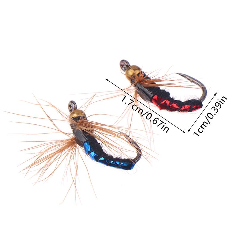 5/10Pcs Fly Fishing Lure Kit Artificial Insect Fishing Bait Fast Sinking Brass Bead Head Scud Fly Worm Trout Fishing Lure