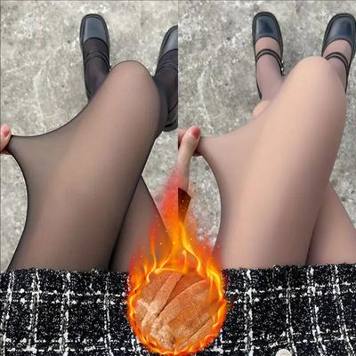 Thermal Stockings Women Fleece Lined Tights Warm Winter High Waist Sexy Translucent Black Pantyhose Thermal Legging Tights Women