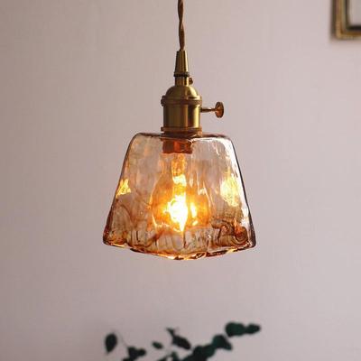 Retro Brass & Glass Bedside Lamp - Single Head Chandelier for Bedroom, Restaurant, Bar, or Store Entry.