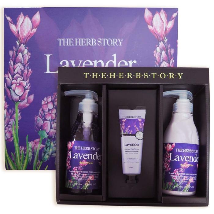 [JHL260Q8_51JF] Body Care 3-piece Gift Set A: Lavender Body Wash 400ml, Body Lotion 400ml, Hand Cream 50ml