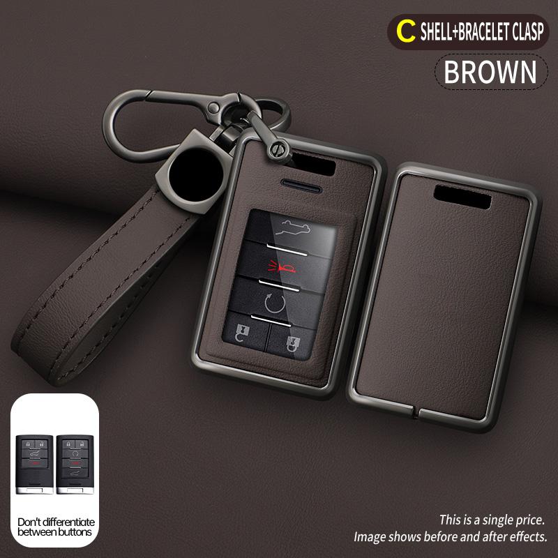 4 5 Keys Zinc Alloy Leather Smart Car Key Case For Cadillac Ats Sts Cts Srx Xts 28T Ctsv Xls Dts Car Key Key Case Case