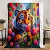 Tiger In Rose Garden Print Blanket Soft and Cozy Perfect for the Living Room Bed Sofa or a Nap,gift