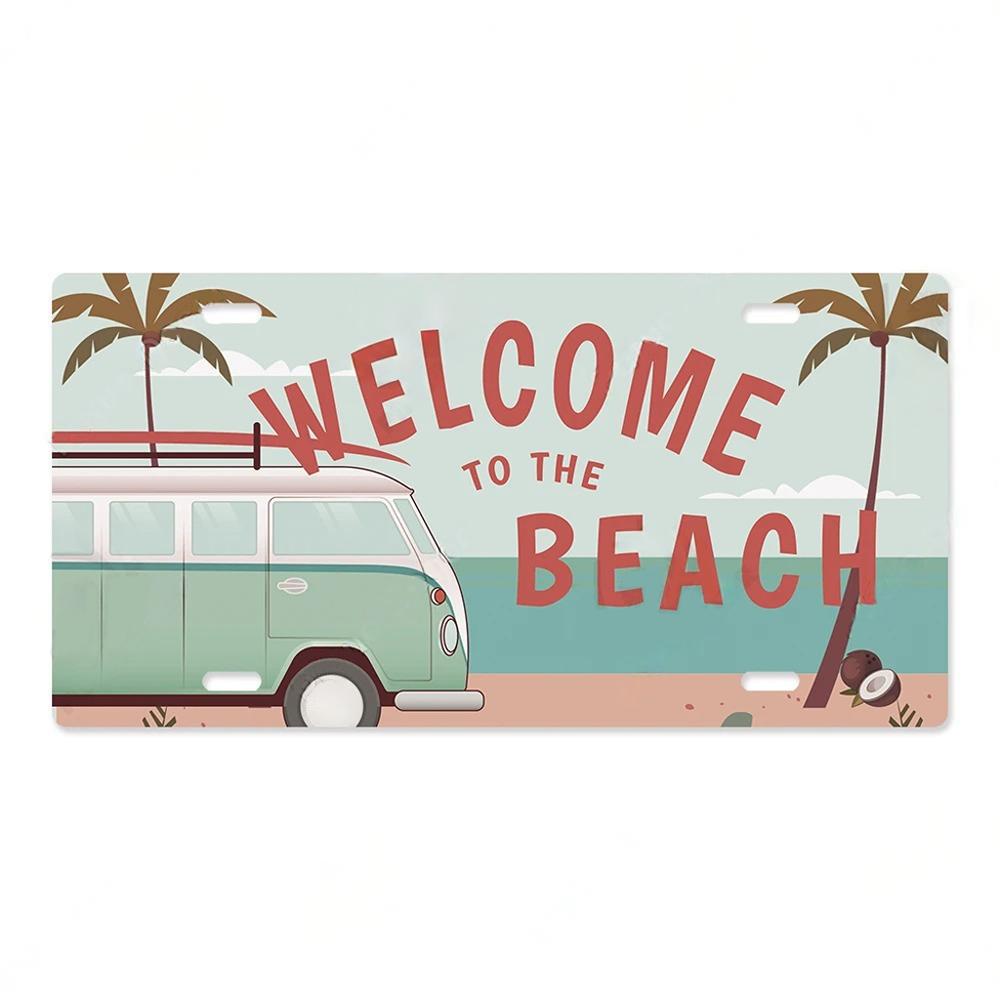 Summer Beach License Posters Wall Decor Plate Meal Sign Plaque Metal Vintage Tin Sign Room Decoration for Bar Pub