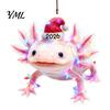 Decorative Animal Figurines for Home Christmas Hanging Ornaments with Lanyard, Cute Double Sided Pendant 2026 Themed Holiday Decorations Santa Hat, 2D