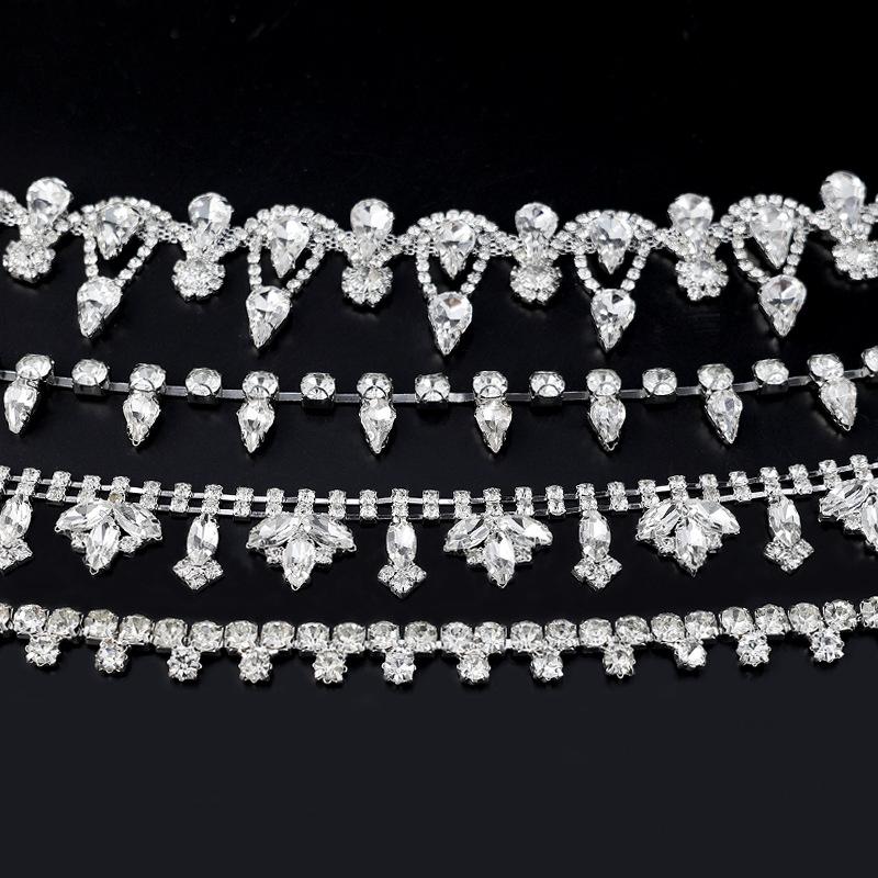 10Yards Rhinestone Chain Trim Fringe Crystal Diamond Accessories DIY Crafts Wedding Decoration Gift Irregular Rhinestone Ribbon