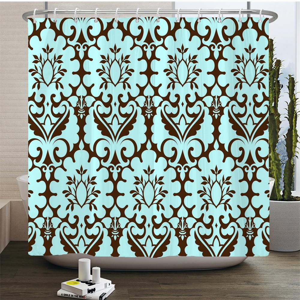 Chinese Flower Bird Shower Curtains Set Printing Waterproof Polyester Leaves Shower Curtains Bathroom Home Decor Mat 180X200Cm