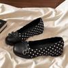 Soft Sole Not Tired Feet Shallow Mouth Single Shoes Women'S Retro Mary Jane Version Polka Dot Splicing Double Buckle Daily Commute