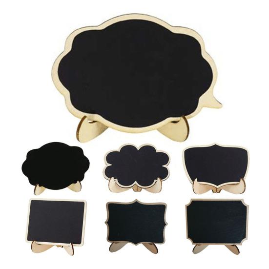 Mini Krétatábla Állvánnyal Újrafelhasználható Kis Tábla Dísz Törölhető Fa Üzenőtábla Jel Asztali Dekoráció