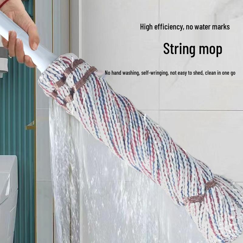 Self-Wringing Dual-Use Rotating Cotton Mop for Wet and Dry Cleaning