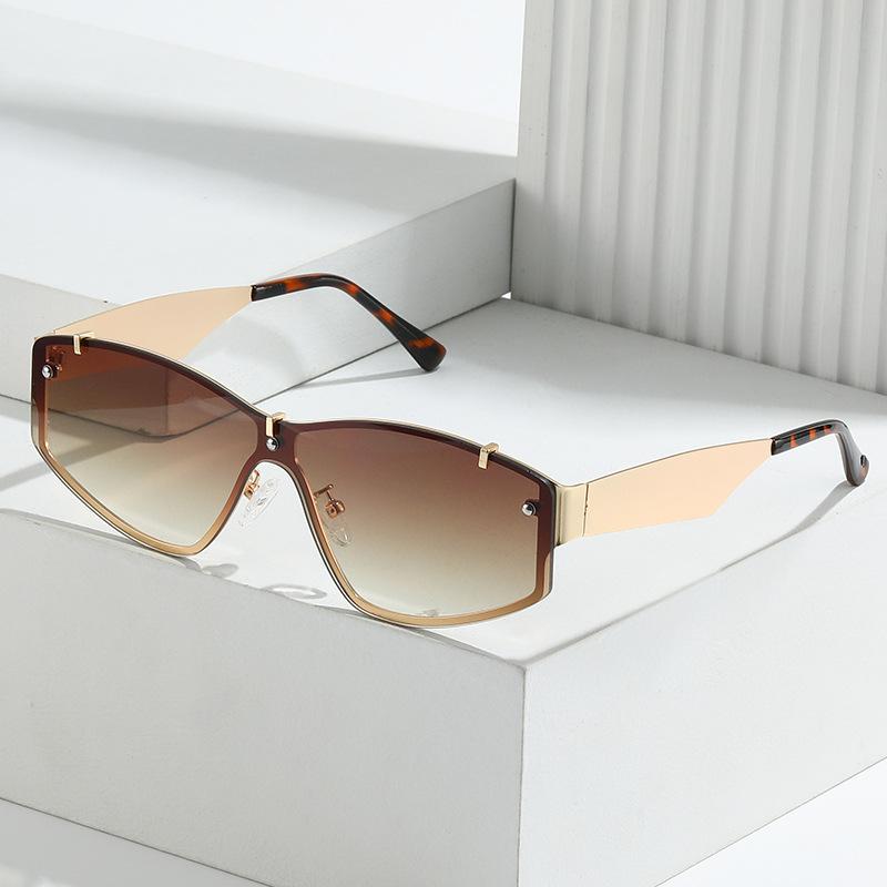 One Piece Casual Sunglasses Metal Personalized Decorative Sunshade Sunglasses Trendy Girl