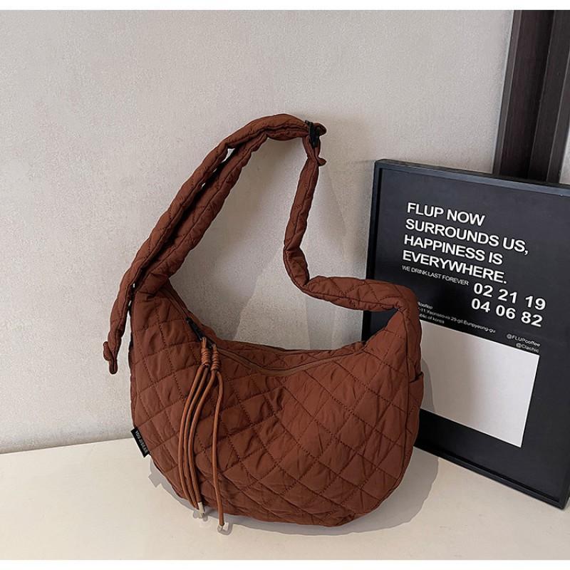 Новый стиль Кольцо-сетка Большая вместительная сумка-тоут Модный дизайн Хлопок На плечо Простой Однотонный Через плечо Модный