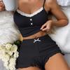 Lace Trim Camisole & Shorts Pajama Set for Women & Teens - Casual & Sexy Homewear Fashion