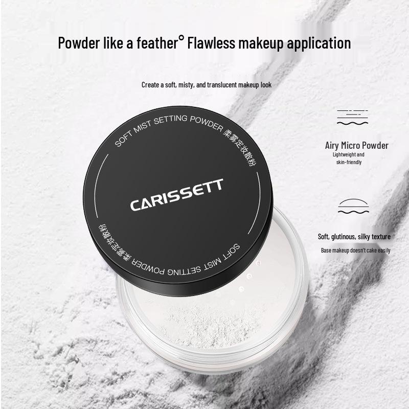 CARISSETT Waterproof Setting Powder: Long-lasting Oil Control, Conceals Pores, Ideal for Combination/Oily Skin.