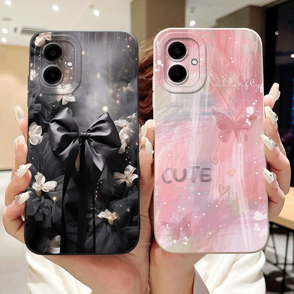 For Samsung Galaxy A06 Beautiful Bow Rose Painting Phone Case For Samsung A06 4G 5G Soft Silicone Shockproof Cases