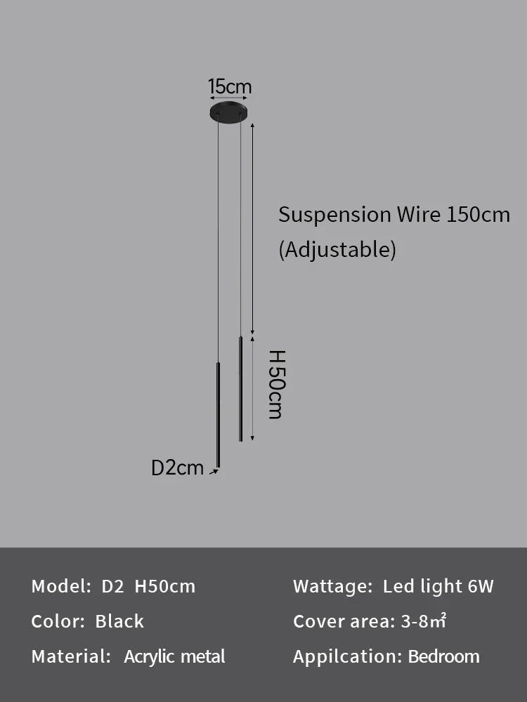 Modern design long pendant light bedroom bedside reading LED pendant light living room coffee room decoration lighting fixtures