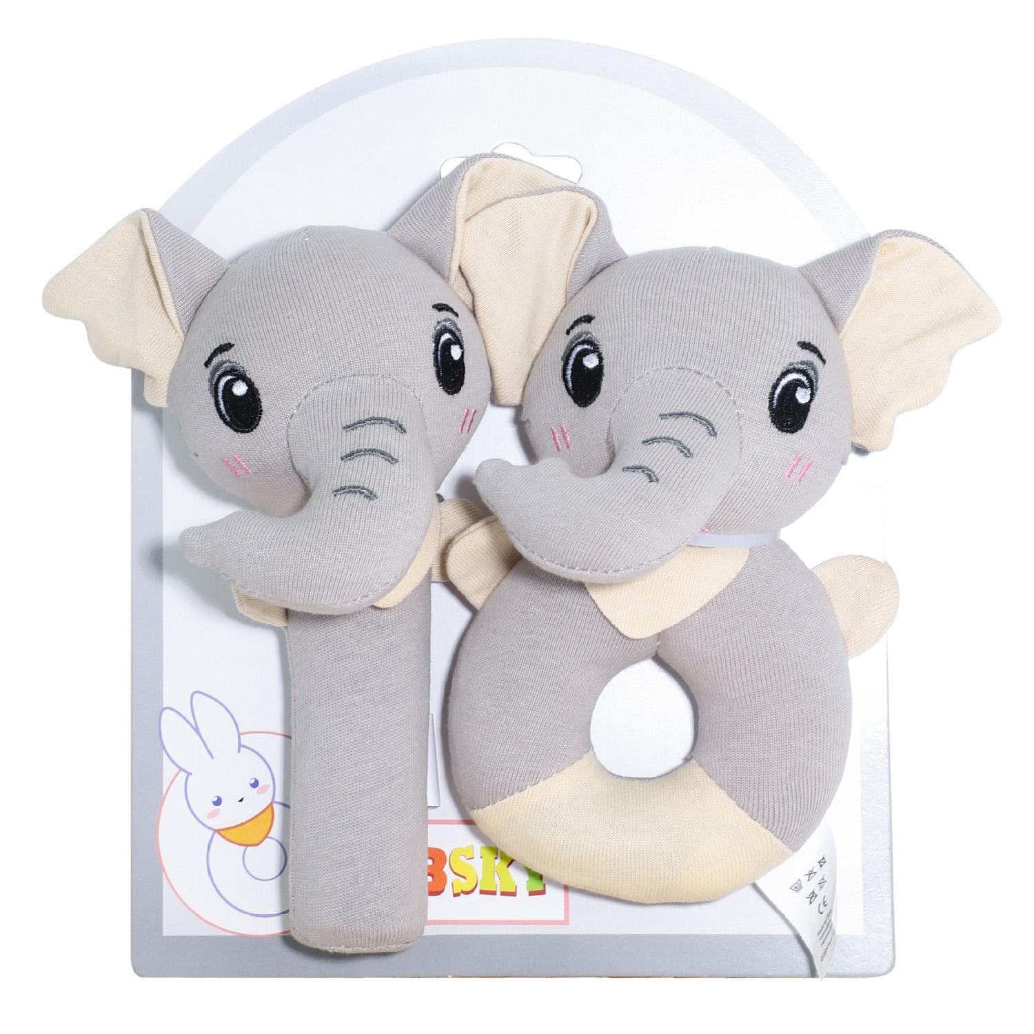 Newborn Soothing Organic Cotton Plush Shaker Rattle Ring Toy