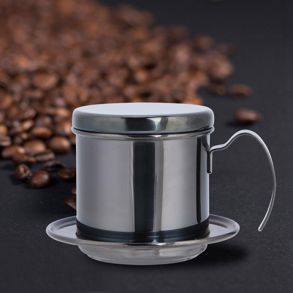 Portable Stainless Steel Coffee Drip Filter Coffee Maker Pot for Home Kitchen Office Outdoor UseBlack