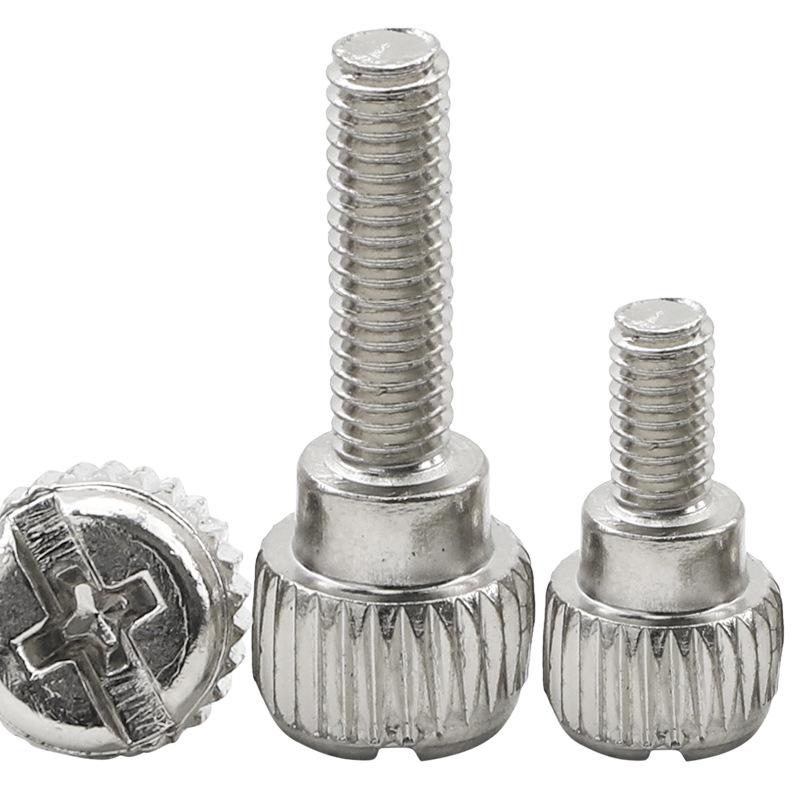 Nickel-Plated Round Head Knurled M6-32*6 Chassis Screws for Computer Side Panel Assembly
