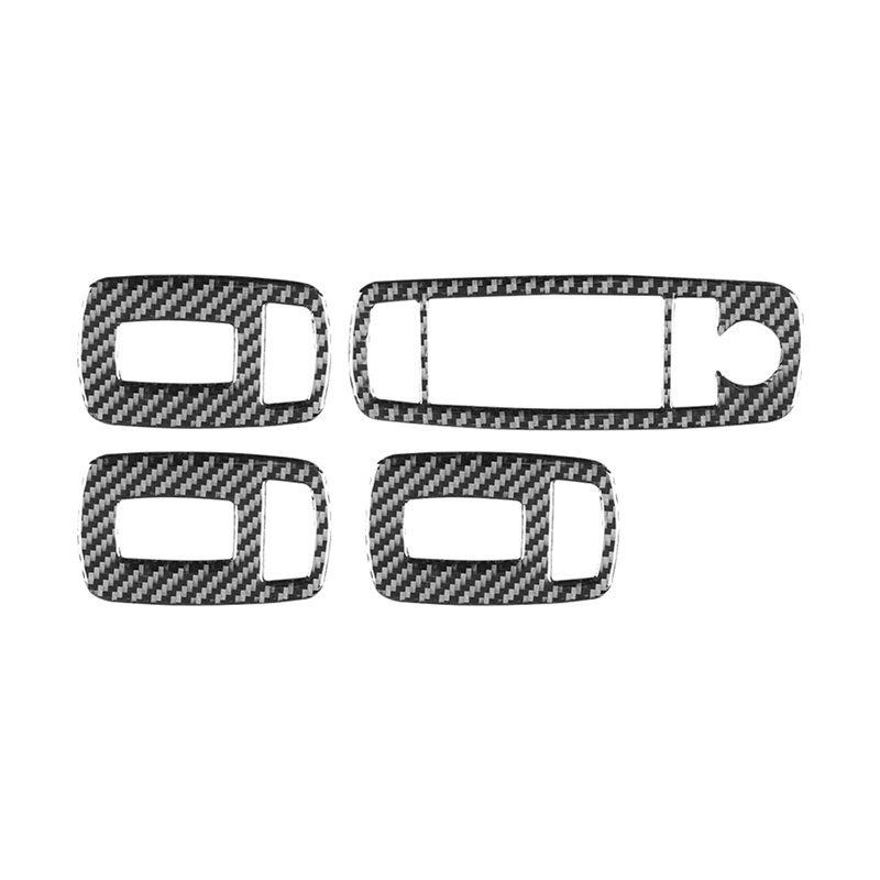 Carbon Fiber Window Lift Switch Frame Cover Trim For Maserati Ghibli 2014- LHD Interior Accessory Parts Carbon Fiber Pattern