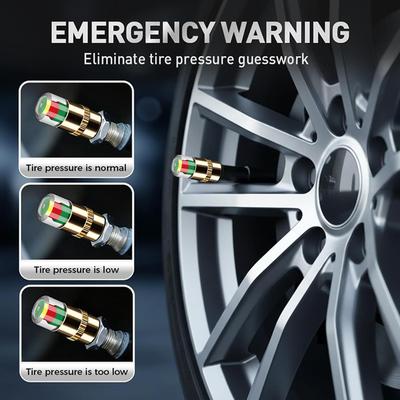 Cars Tire Air Pressure Monitor Alert Indicator Tire Valve Cap Gauge Car Accessories Car Tyre Pressure Gauge Caps Useful 4pcs