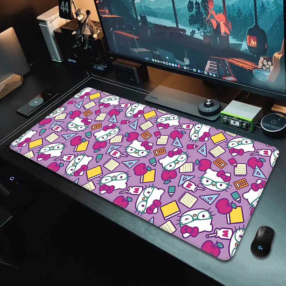 Pink Cartoon Hello Kitty Mousepad HD Printing Computer Gamers Locking Edge Non-slip Mouse Pad XXL90x40cm Keyboard PC Desk Pad