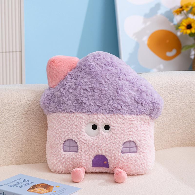 Oreiller Coussine Doux et Confortable Peluche Maison de Rêve Coussin Jeté Dessin Animé Couverture 2 en 1 Jouets Jolie Décoration Intérieure Cadeau de Noël pour Enfants 35x40  cm
