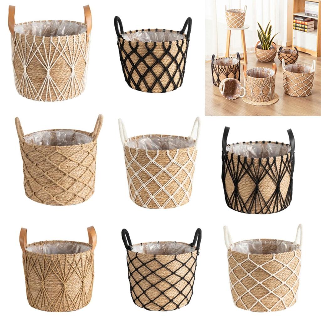Hand Woven Storage Rack Flower Baskets Plant Pot Succulent Organizer for Balconies Home Living Room Decoration Landscape