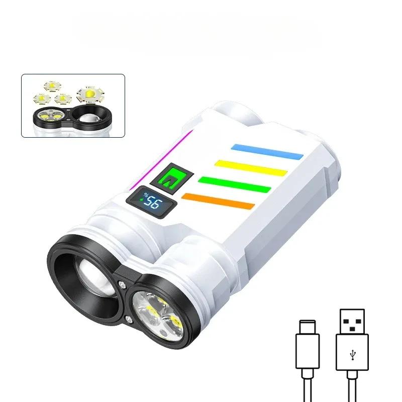 

3*LED+P50 двойной источник света фонарик 5 режимов аварийный прожектор уличный кемпинговый фонарь USB перезаряжаемый рабочий фонарь внешний аккумулятор White(3-6H)