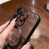 Luxury Matte Plating Frame Clear Case For IPhone 15 14 13 12 11 Pro Max Plus Magsafe Magnetic Wireless Charge Lens Protect Cover