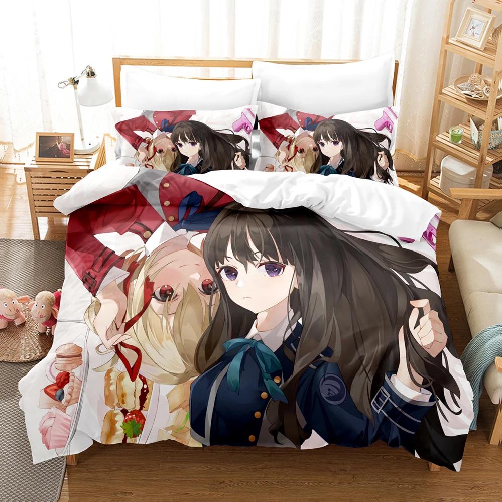 3D Print Anime Lycoris Recoil Bedding Set Duvet Cover Bedroom Comforter Covers Single Twin King _Size Quilt Cover Home Textiles