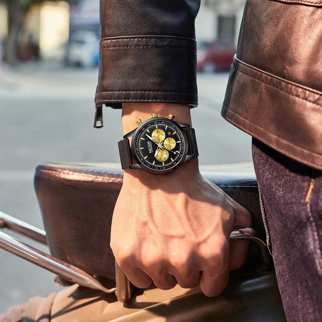 MEGIR Luxury Business Watches for Men Waterproof Men's Casual Quartz Wristwatch Chronograph Date Clock 24-hour Relogio Masculino 2153