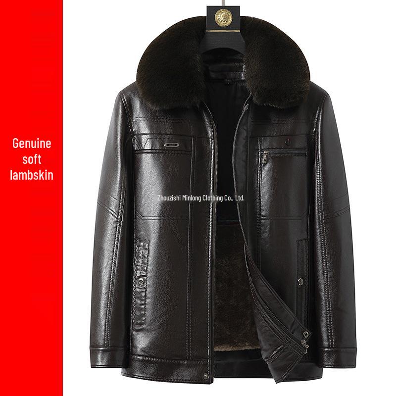 Herren Plus Size Dicke Lederjacke mit Pelzfutter - Winterbekleidung